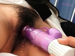 Maria Ibuki is fucked with vibrator and gets brush...